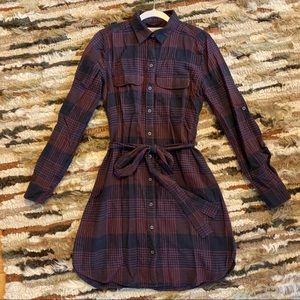 Loft petite plaid shirt dress